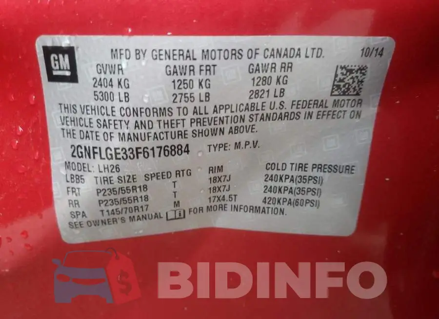 2GNFLGE33F6176884 Photo# 10