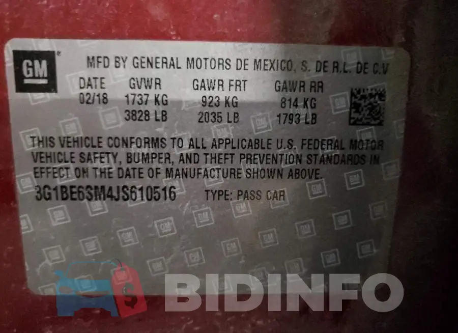 3G1BE6SM4JS610516 Photo# 10