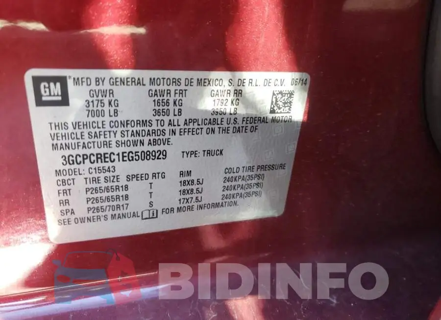 3GCPCREC1EG508929 Photo# 12