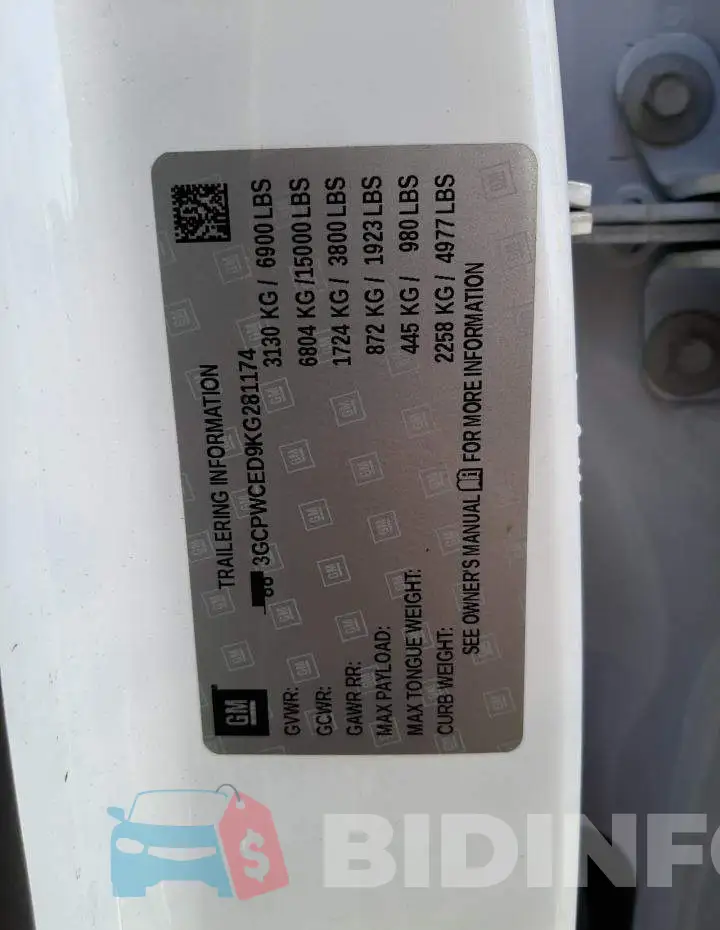 3GCPWCED9KG281174 Photo# 13