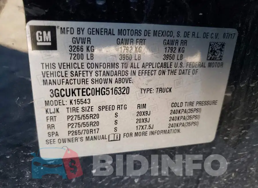 3GCUKTEC0HG516320 Photo# 13