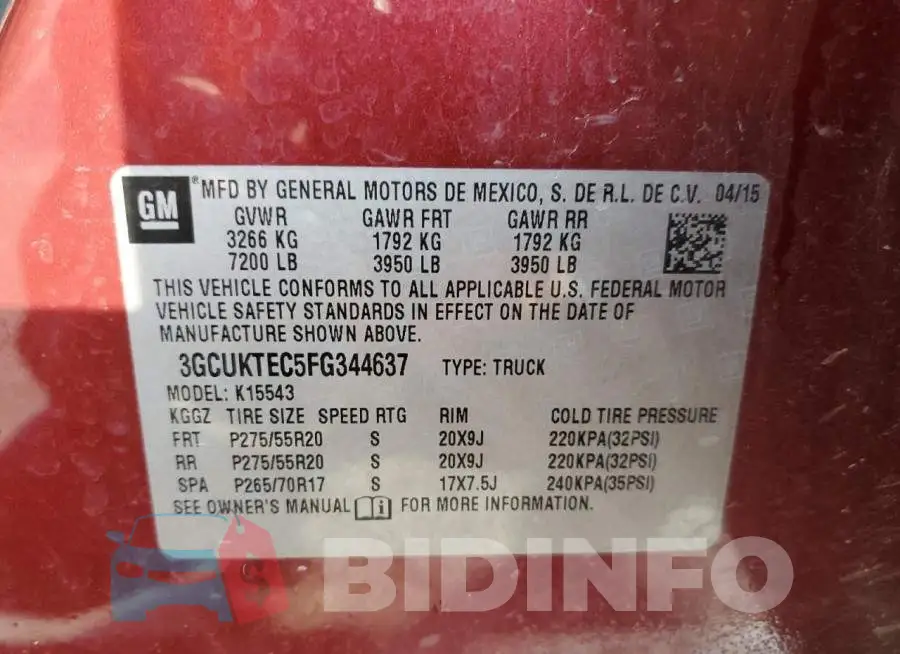 3GCUKTEC5FG344637 Photo# 13