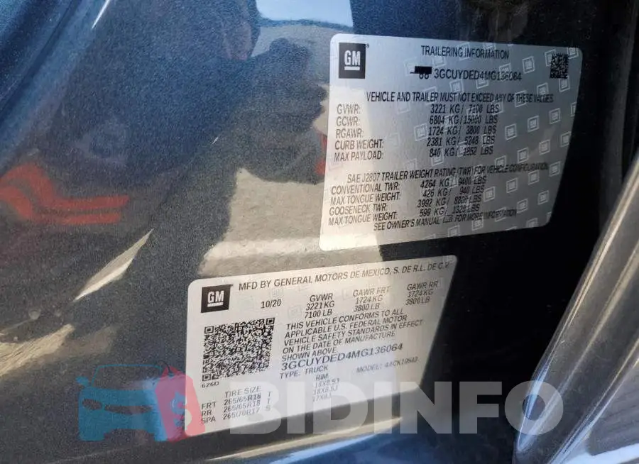 3GCUYDED4MG136064 Photo# 12