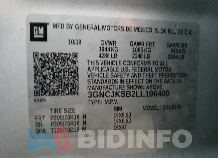 3GNCJKSB2LL196400 Photo# 13