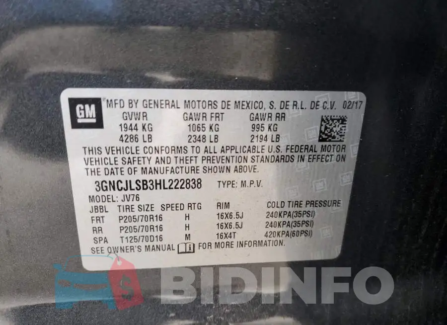 3GNCJLSB3HL222838 Photo# 13