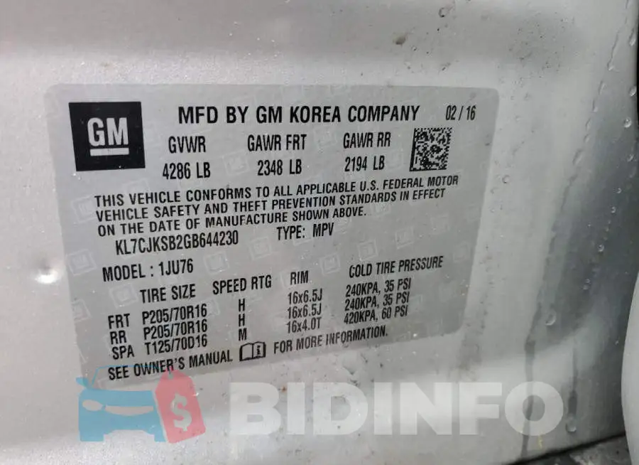 KL7CJKSB2GB644230 Photo# 13