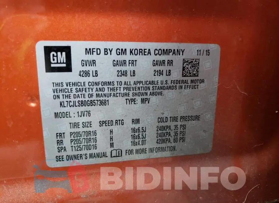 KL7CJLSB0GB573681 Photo# 12