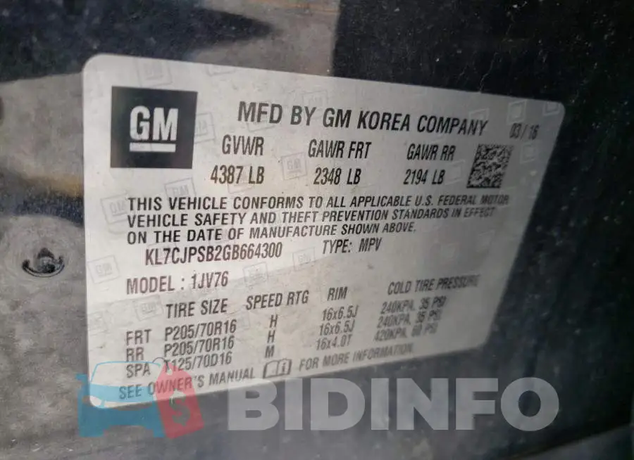 KL7CJPSB2GB664300 Photo# 10