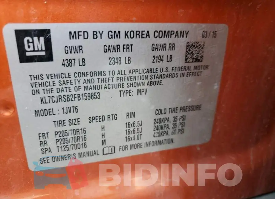 KL7CJRSB2FB159853 Photo# 13
