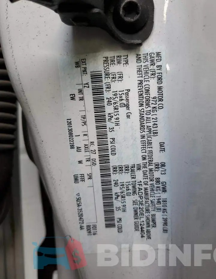 1FADP3E20EL124404 Photo# 10