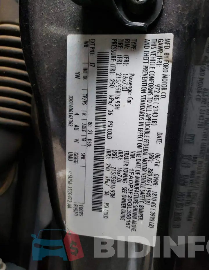 1FADP3F20GL350167 Photo# 12