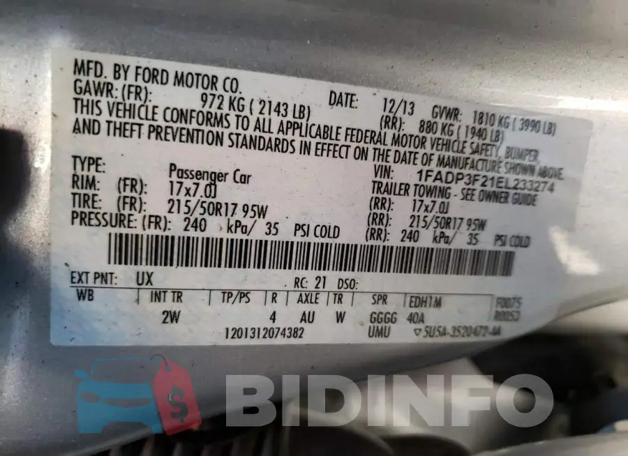 1FADP3F21EL233274 Photo# 13