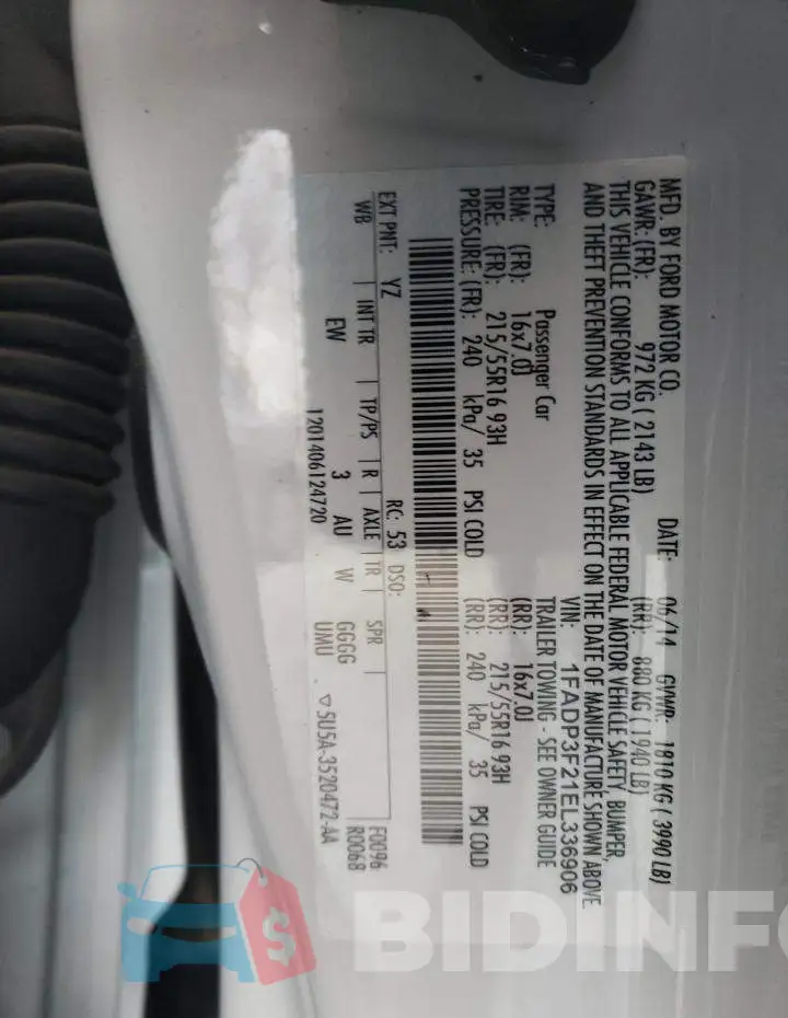 1FADP3F21EL336906 Photo# 12