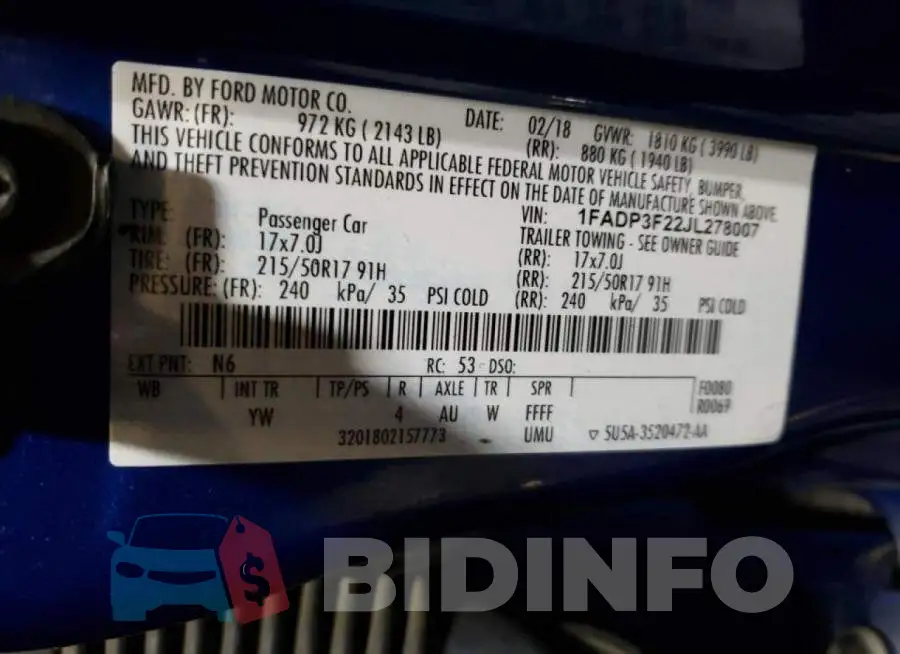 1FADP3F22JL278007 Photo# 12