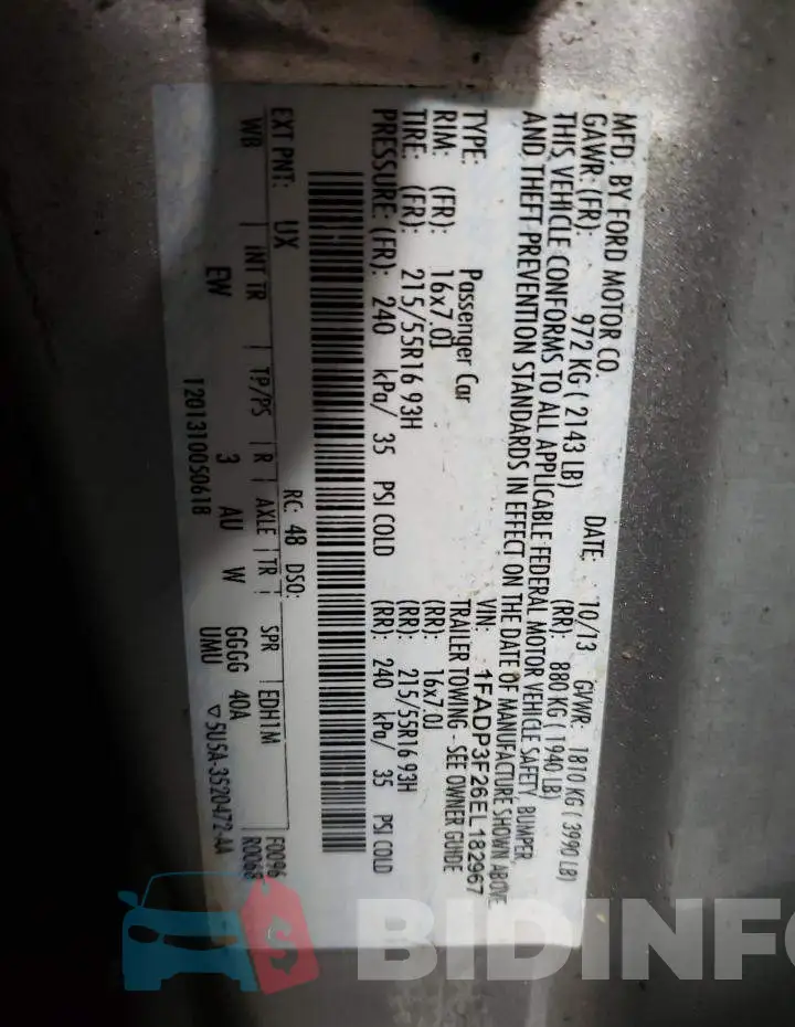 1FADP3F26EL182967 Photo# 12