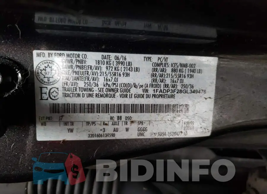1FADP3F28GL349476 Photo# 12