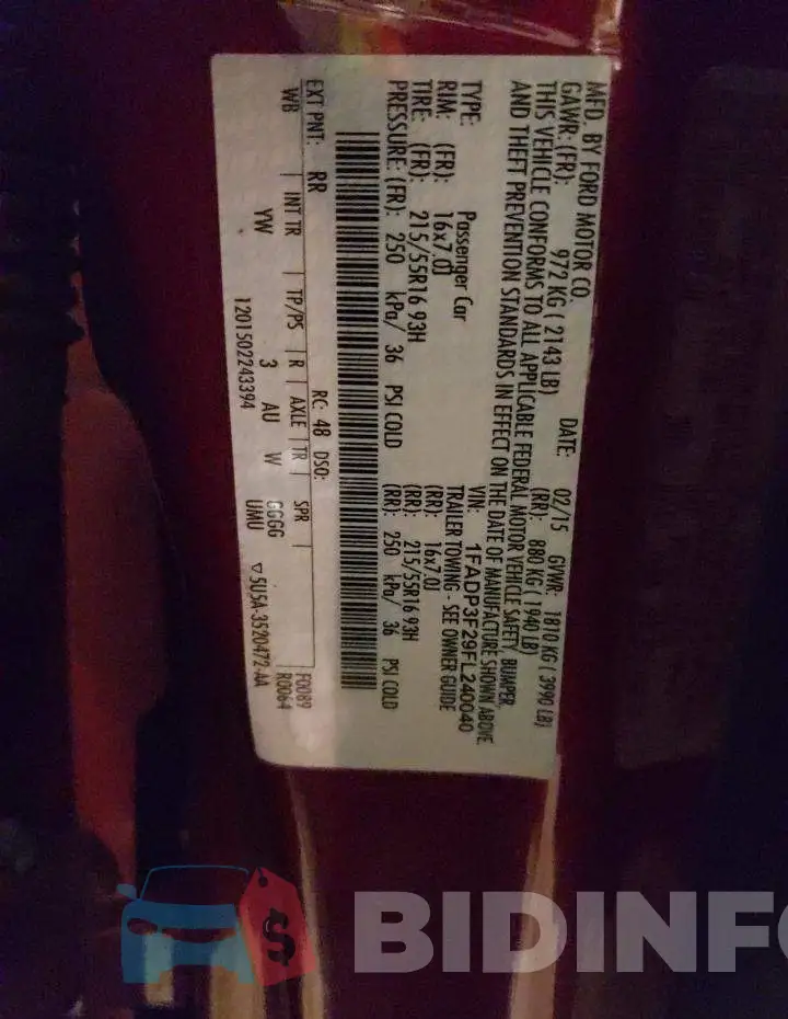 1FADP3F29FL240040 Photo# 10