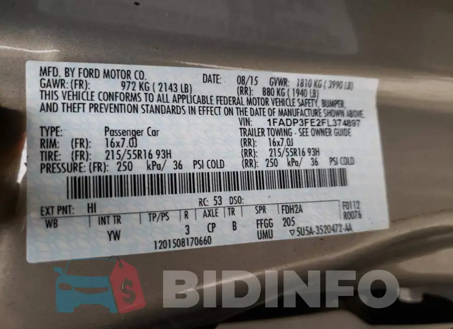 1FADP3FE2FL374897 Photo# 12