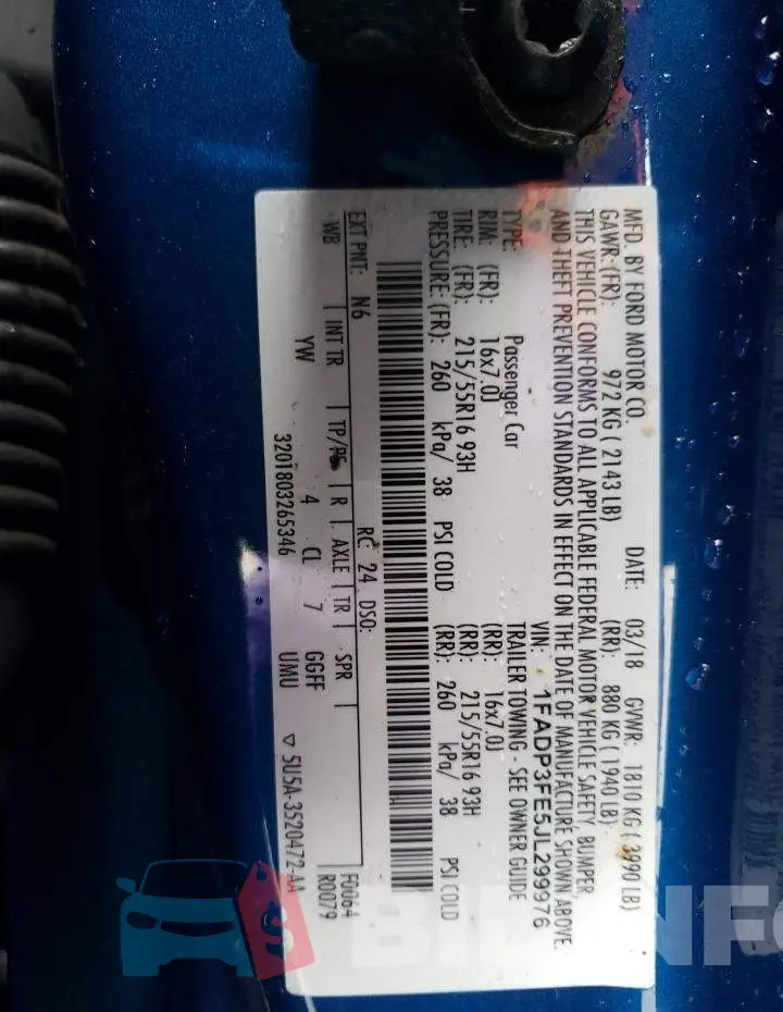 1FADP3FE5JL299976 Photo# 12
