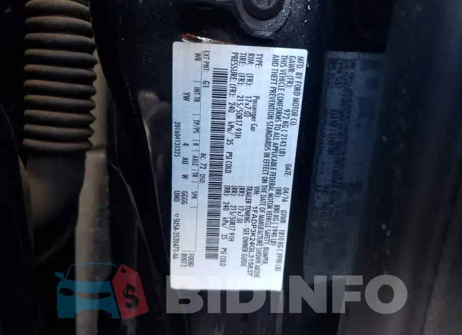 1FADP3K24GL315637 Photo# 12