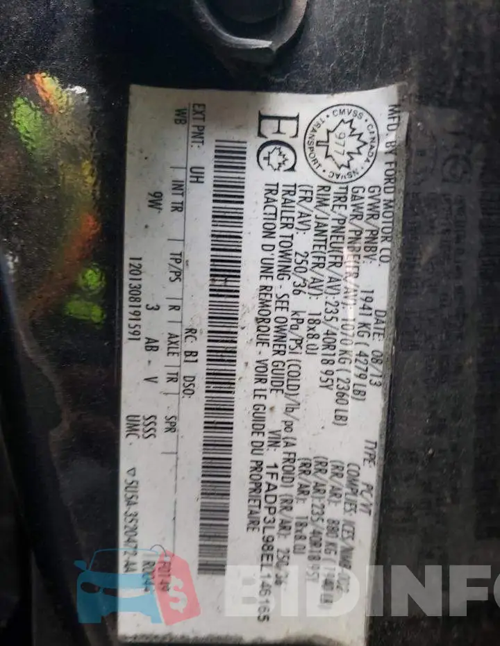 1FADP3L98EL146165 Photo# 10