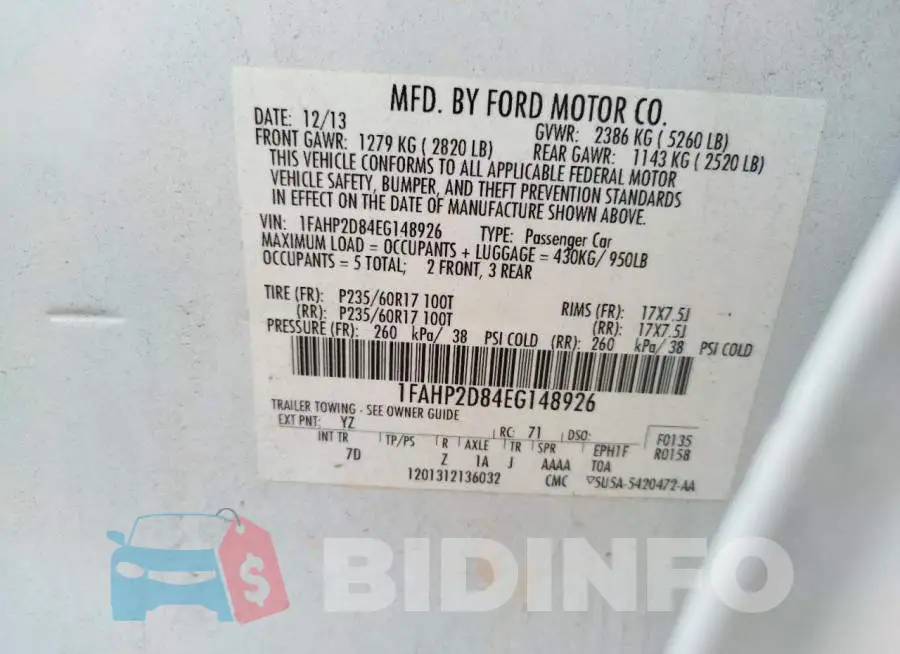 1FAHP2D84EG148926 Photo# 13