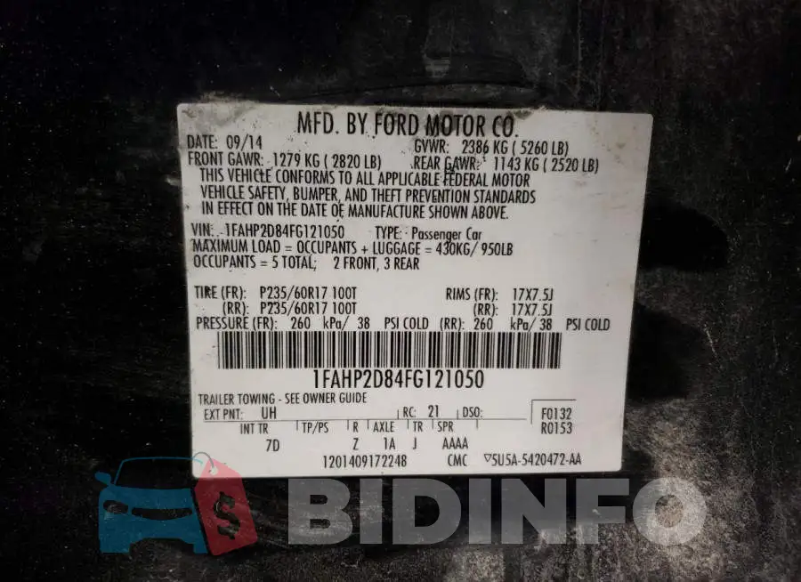 1FAHP2D84FG121050 Photo# 10