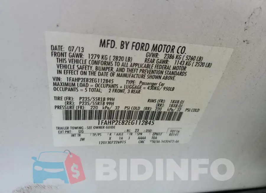 1FAHP2E82EG112845 Photo# 10