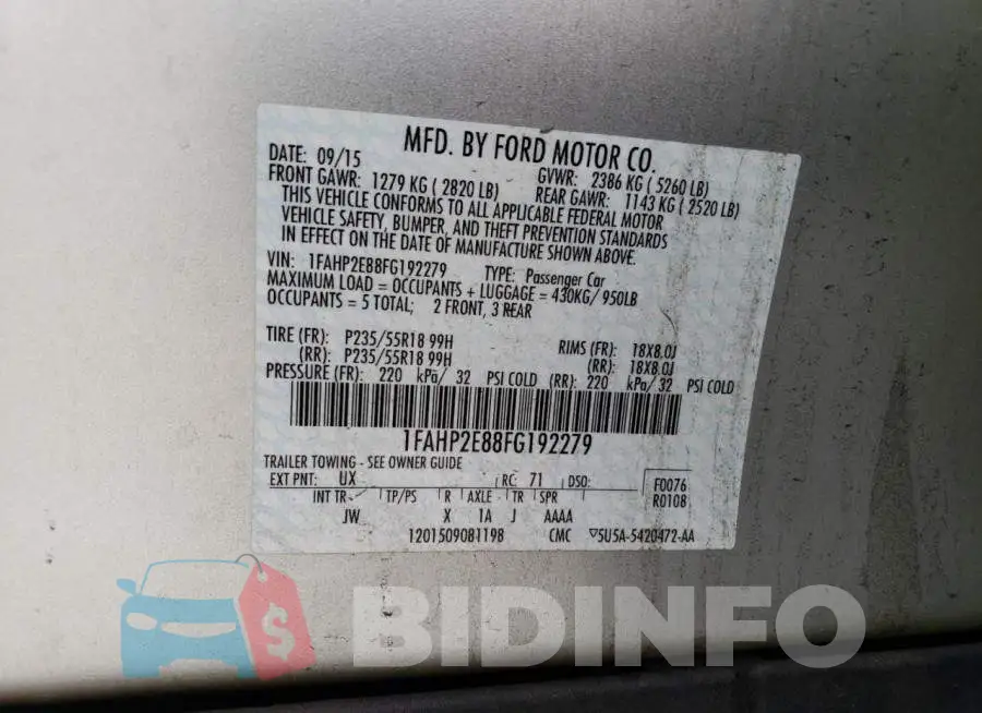 1FAHP2E88FG192279 Photo# 12