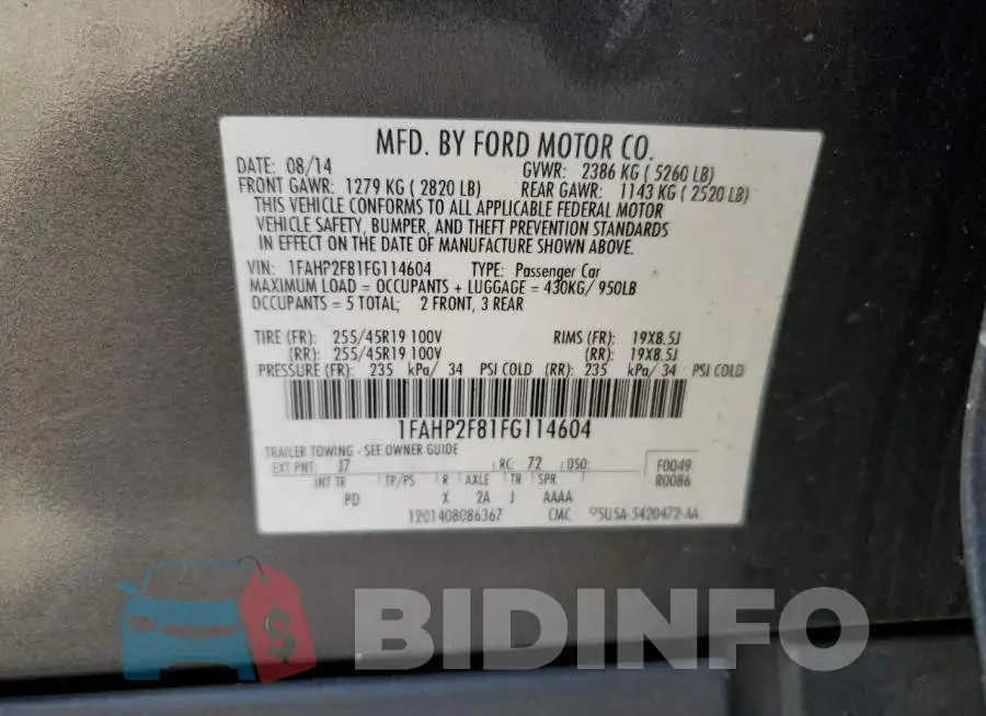 1FAHP2F81FG114604 Photo# 12