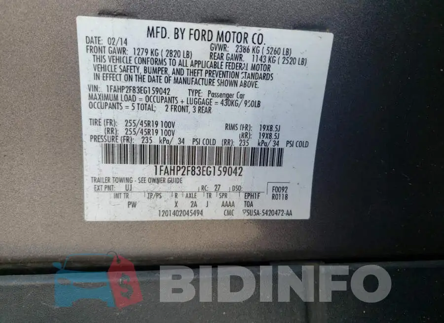 1FAHP2F83EG159042 Photo# 13