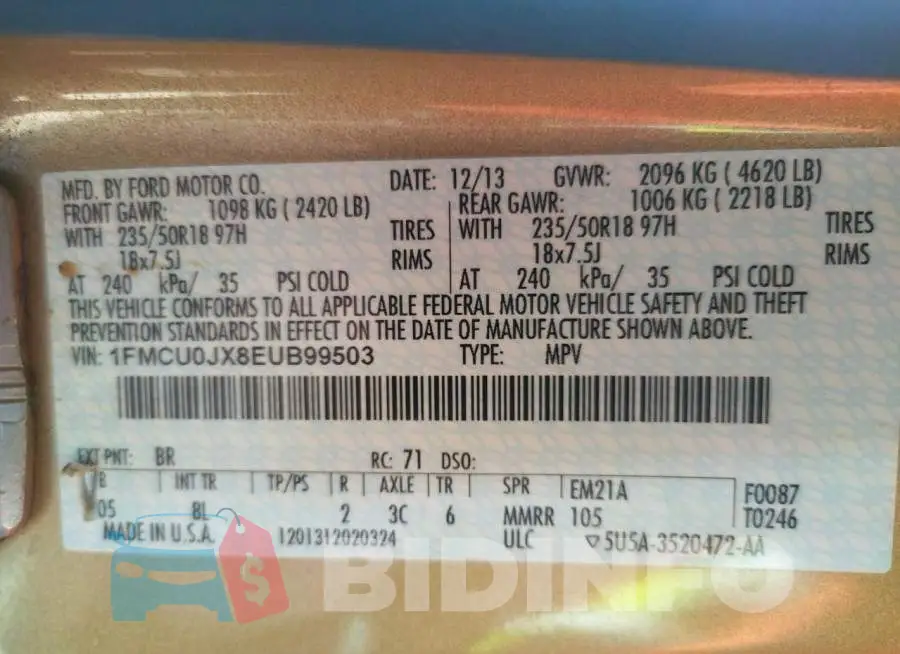 1FMCU0JX8EUB99503 Photo# 10