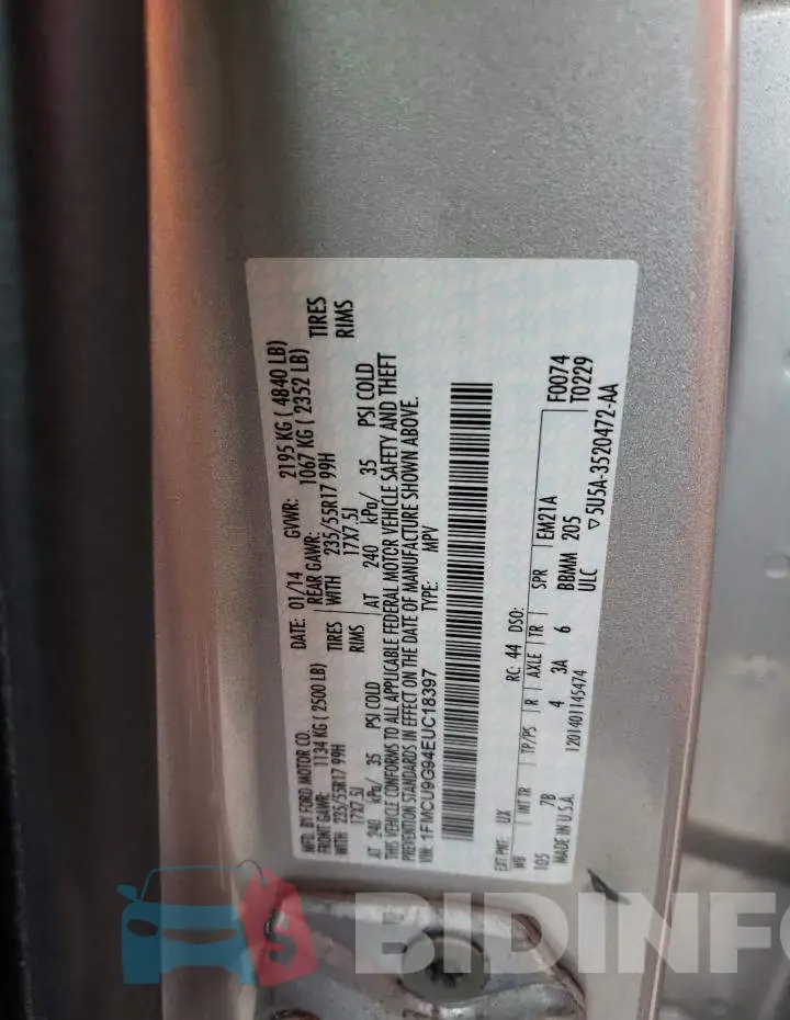 1FMCU9G94EUC18397 Photo# 12