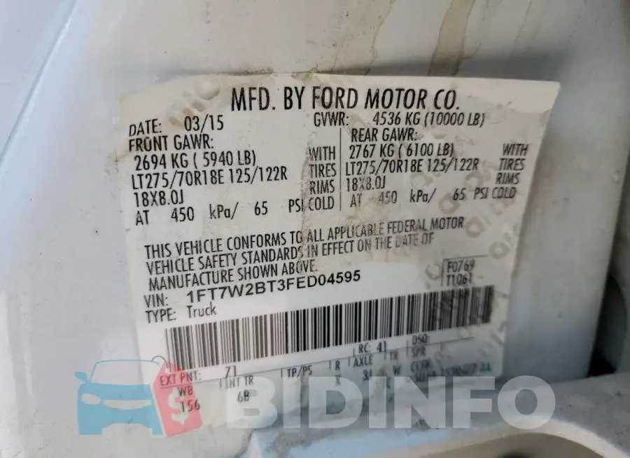 1FT7W2BT3FED04595 Photo# 12