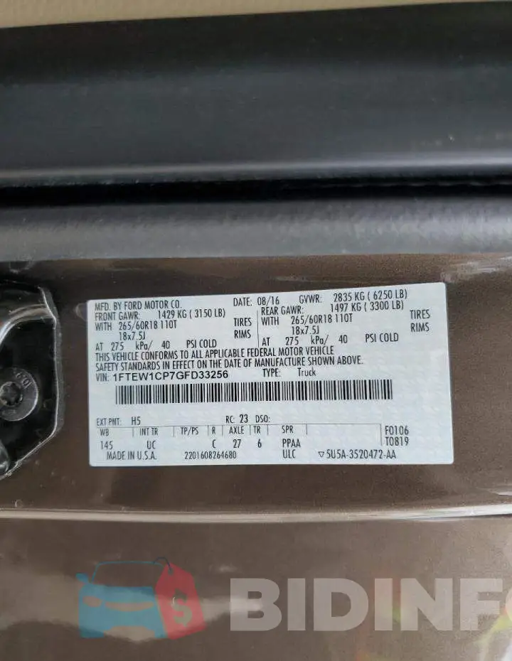 1FTEW1CP7GFD33256 Photo# 13