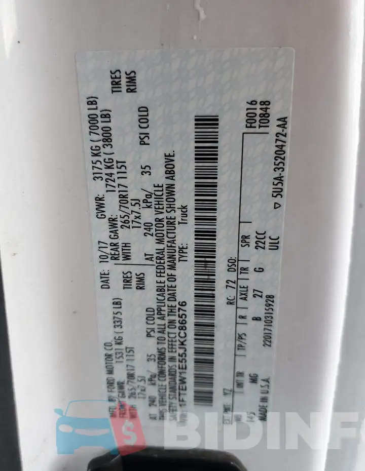 1FTEW1E55JKC86576 Photo# 12