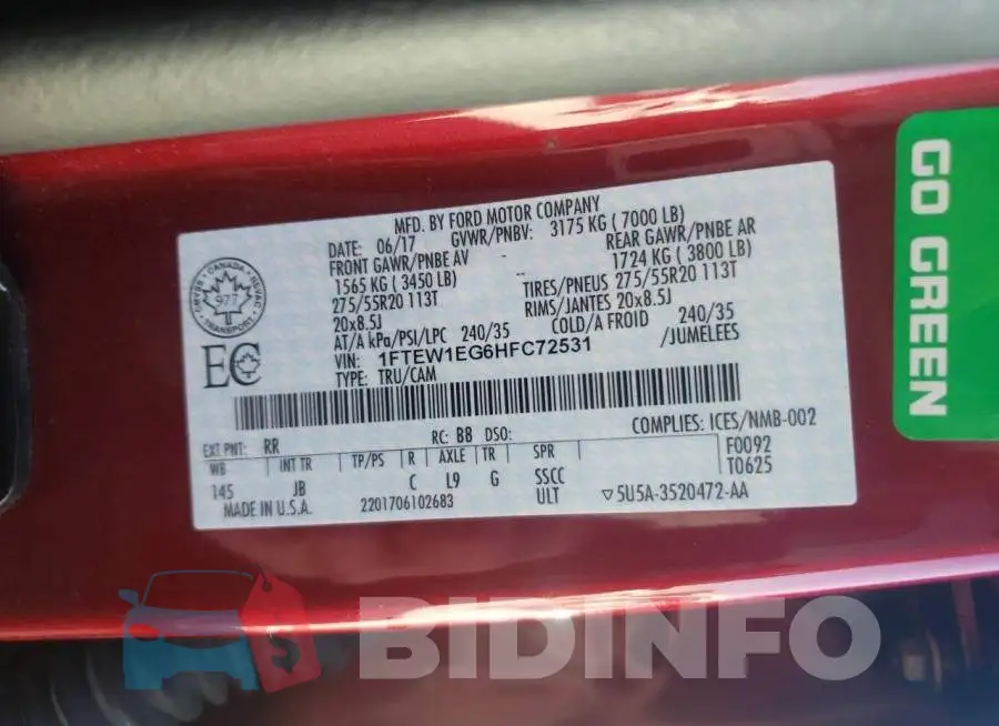 1FTEW1EG6HFC72531 Photo# 10