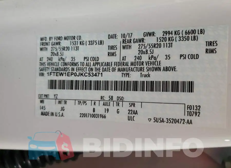 1FTEW1EP0JKC53471 Photo# 12