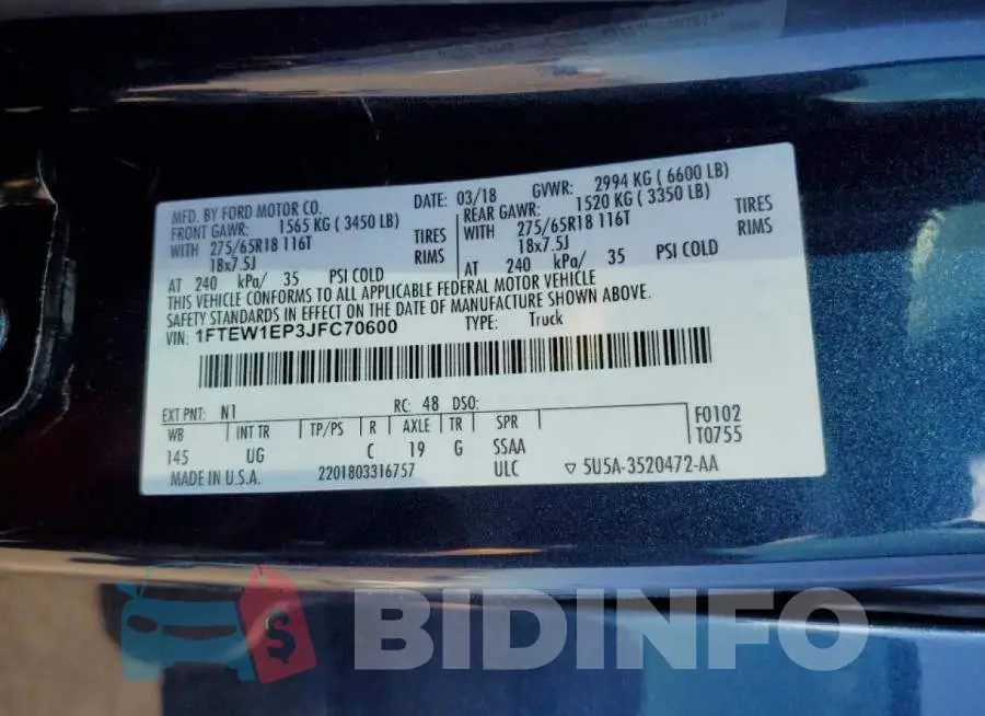 1FTEW1EP3JFC70600 Photo# 10