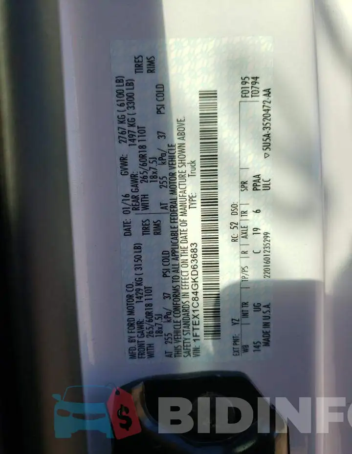 1FTEX1C84GKD63683 Photo# 10