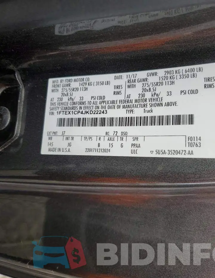 1FTEX1CP4JKD22243 Photo# 13