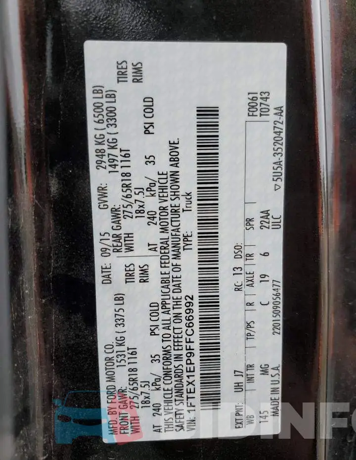 1FTEX1EP9FFC66992 Photo# 12