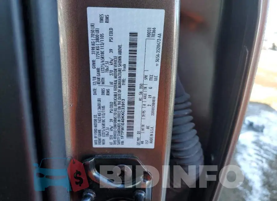 1FTFW1E40KKC33913 Photo# 12