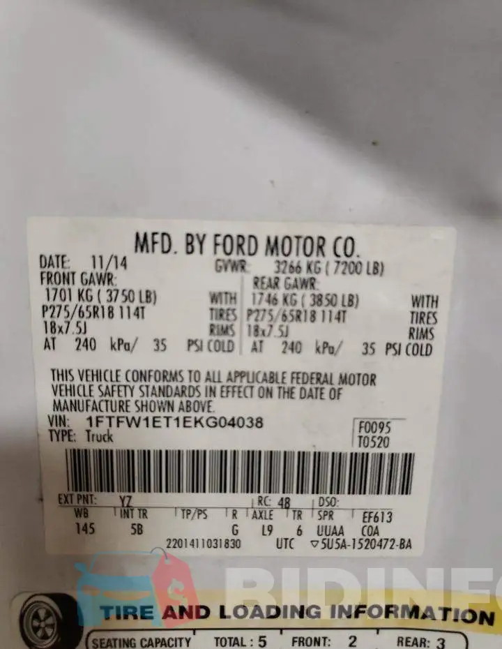 1FTFW1ET1EKG04038 Photo# 10