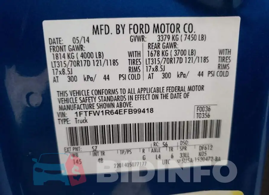 1FTFW1R64EFB99418 Photo# 12
