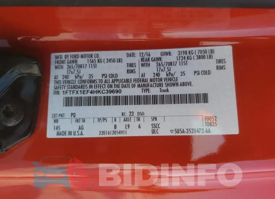 1FTFX1EF4HKC39690 Photo# 12