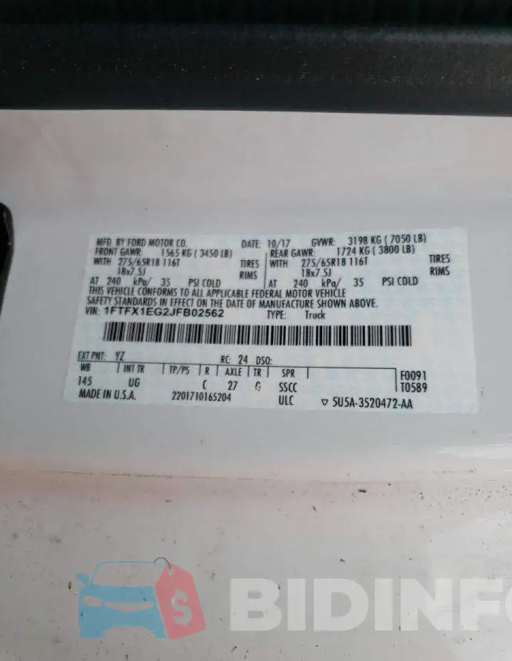 1FTFX1EG2JFB02562 Photo# 10