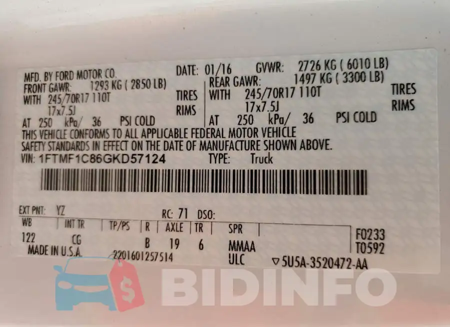 1FTMF1C86GKD57124 Photo# 13