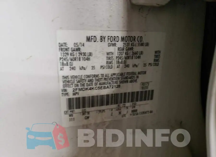 2FMDK4KC5EBA72128 Photo# 13