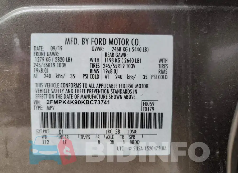 2FMPK4K90KBC73741 Photo# 12